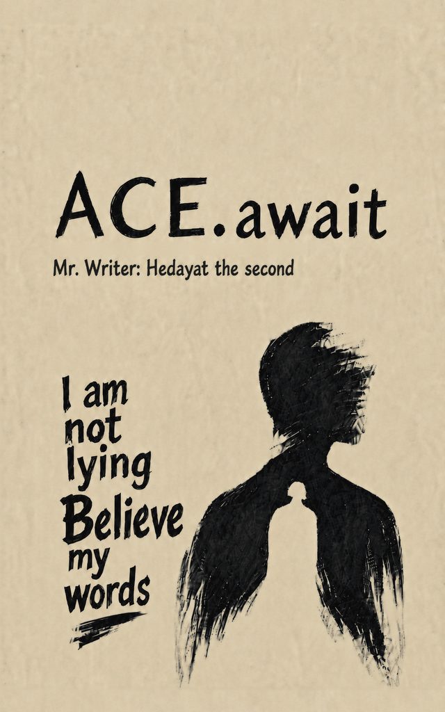 ACE.await book cover with the line “I am not lying, believe my words”